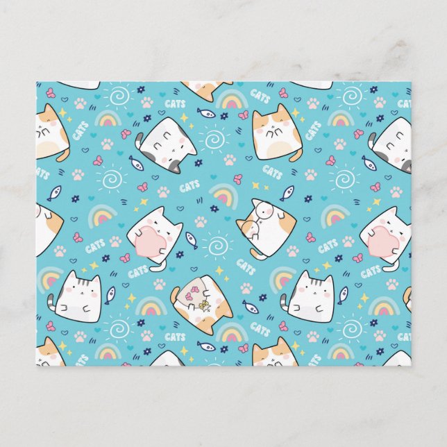 Carte Postale Cute Kitty Chat Motif Whimsical (Devant)