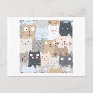 Carte Postale Cute kitty kitten chat bleu gris motif