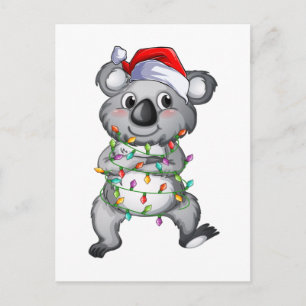 Carte Postale Cute koala aux lumières de Noël