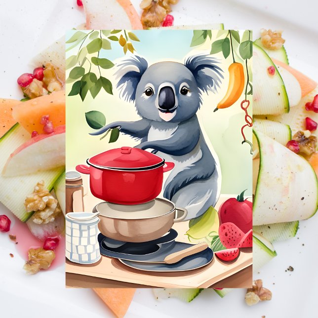 Carte Postale Cute Koala Bear cuisine un dîner (Créateur téléchargé)