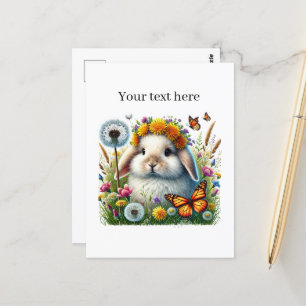 Carte Postale Cute lapin amoureux des animaux personnalisables