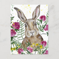 Cute lapin en fleurs d'aquarelle
