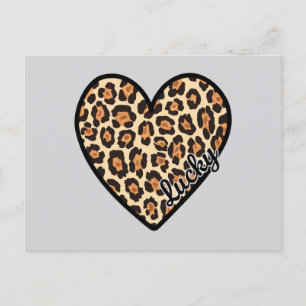 Carte Postale Cute Leopard Heart Saint Valentin cadeau