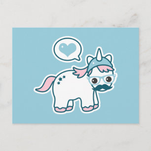 Carte Postale Cute licorne Nerd