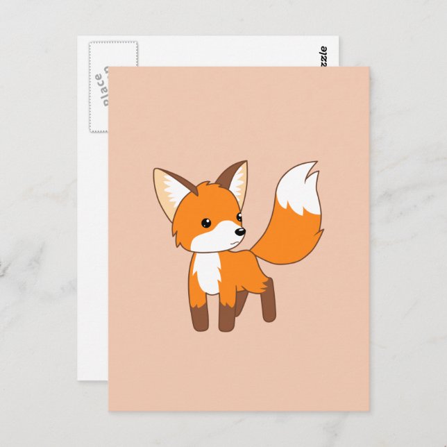 Carte Postale Cute Little Fox (Devant / Derrière)