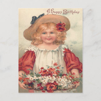Carte Postale Cute Little Girl Daisy Pansy