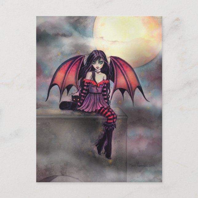 Carte postale Cute Little Vampire Fairy Art (Devant)