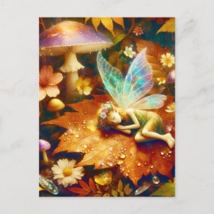 Carte Postale Cute Little Whimsical Fairy Sleeping Blond