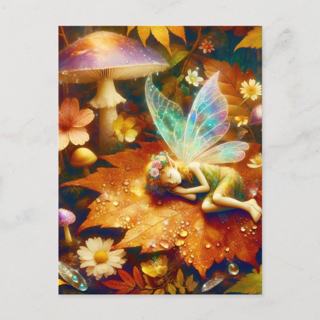 Carte Postale Cute Little Whimsical Fairy Sleeping Blond (Devant)