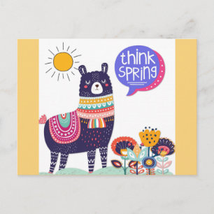 Carte Postale Cute Llama Think Printemps