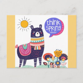 Carte Postale Cute Llama Think Printemps