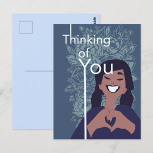 Carte Postale Cute Love Heart Floral Pattern de penser de vous