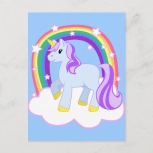 Carte Postale Cute Magical Unicorn avec arc-en-ciel (personnalis