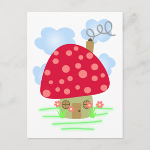 Carte Postale Cute Maison de champignons