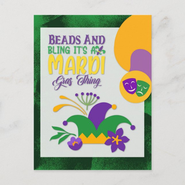Carte Postale Cute Mardi Gras Beads et Bling (Devant)