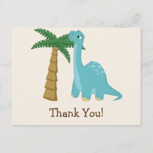 Carte Postale Cute Merci Dinosaur Bleu