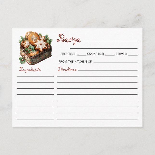 Carte Postale Cute Modern Christmas Cookie Exchange Recette (Devant)