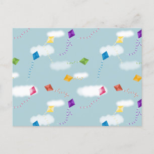 Carte Postale Cute Multicolore Flying Kites Motif pour enfants