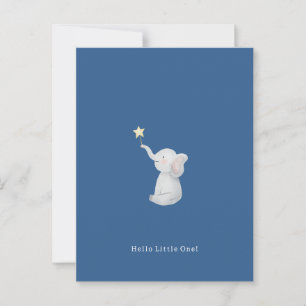 Carte Postale Cute Newborn Baby Hello Little One Elephant Card.