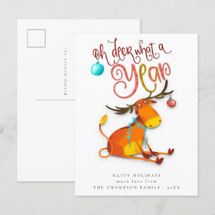 Carte Postale Cute Oh Deer Quel An De Vacances Amusantes