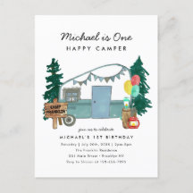 Cute One Happy Camper Trees Camping 1er anniversai