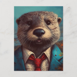 Carte Postale Cute Otter en costume