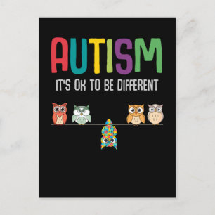 Carte Postale Cute Owl Sensibilisation sur l'autisme Puzzle Auti