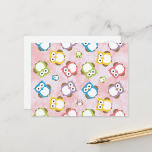Carte Postale Cute Owls, Owl Pattern, Colorful Owls, Baby Owls