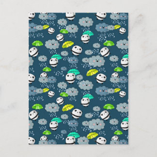 Carte Postale Cute Panda Bears Motif