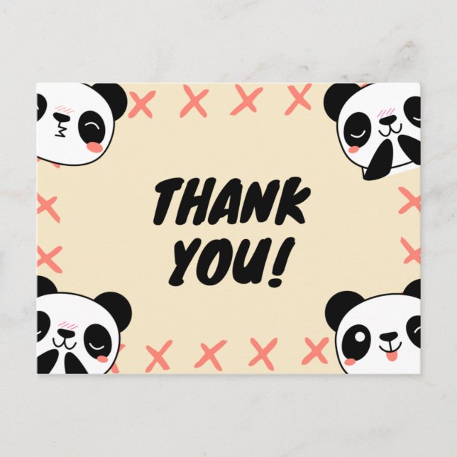 Carte Postale Cute Panda Merci (Devant)