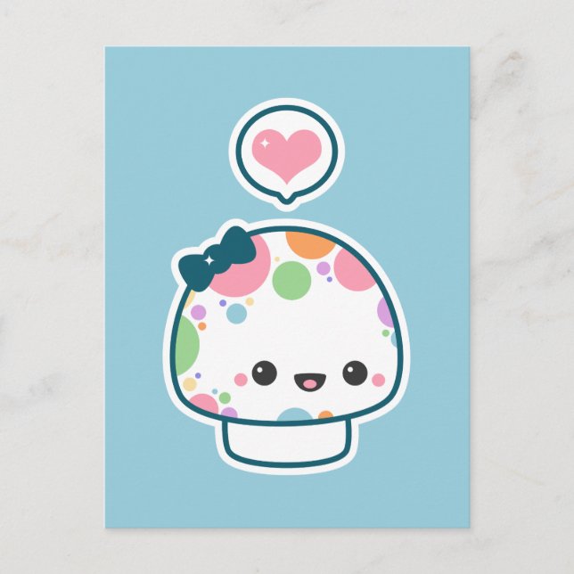 Carte Postale Cute Pastel Rainbow Polka Champhroom Dotée (Devant)
