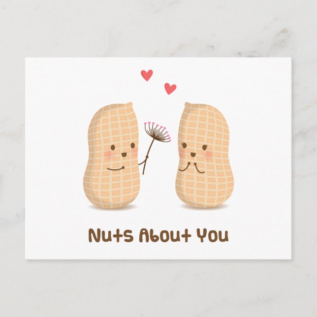 Carte Postale Cute Peanuts Nuts Sur Vous Pun Amour Humour (Devant)