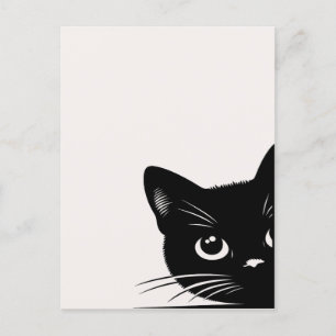 Carte Postale Cute Peeking Chat noir