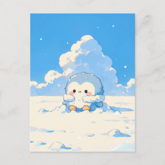 Carte Postale Cute Penguin Chick in Sunny Snowy Landscape