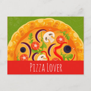 Carte Postale Cute pizza amoureux nourriture colorée