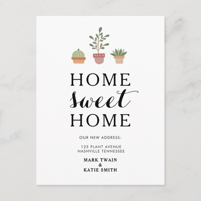 Carte Postale Cute Plante Accueil Sweet Home Moving Faire-part (Devant)