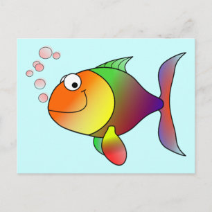 Carte Postale Cute Poisson Drôle - Coloré