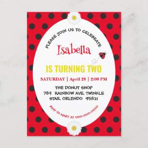 Carte Postale Cute Polka dot Ladybug Daisy Anniversaire de enfan