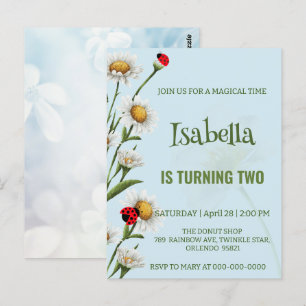 Carte Postale Cute Polka point Ladybug Anniversaire de enfant Bl