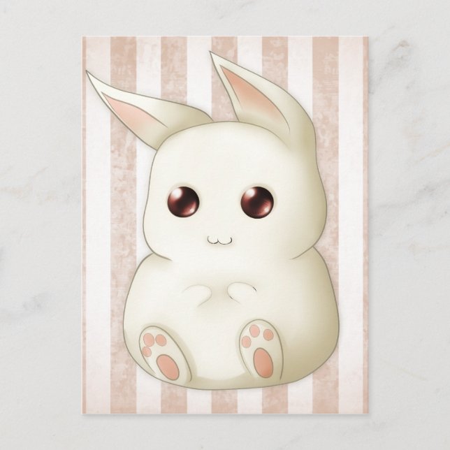 Carte Postale Cute Puffy Kawaii Bunny Rabbit (Devant)