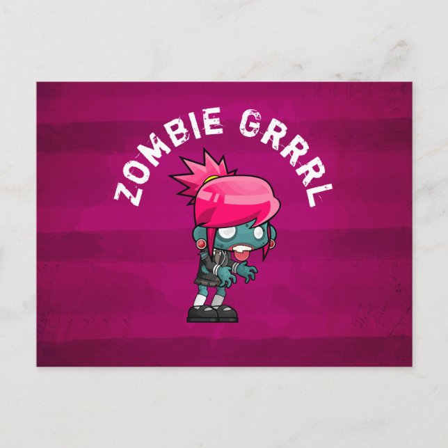 Carte Postale Cute Punk Rock Zombie Grrrl (Devant)
