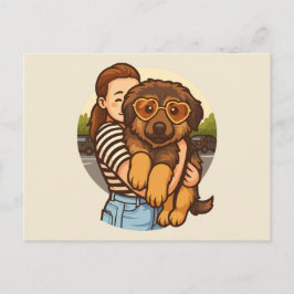 Carte Postale Cute Puppy with Heart Sunglasses 