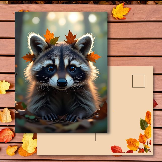 Carte Postale Cute Raccoon | Rester en contact (Créateur téléchargé)