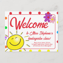 Carte Postale Cute Rainbow Polka Dot Sunshine Bienvenue À La Cla