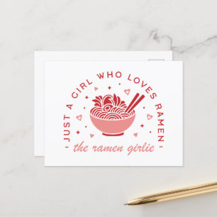 Carte Postale Cute Ramen amoureux juste une fille kawaii rose es