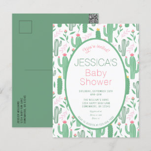 Carte Postale Cute Retro Cactus Baby shower Floral Succulent