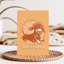 Carte Postale Cute Retro Fedora Dachshund 'La vie est pleine de