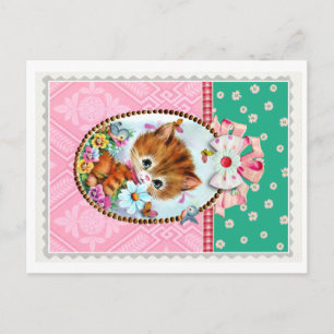 Carte Postale Cute Retro Kitty