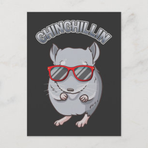 Carte Postale Cute Rodent Chinchilla avec lunettes de soleil