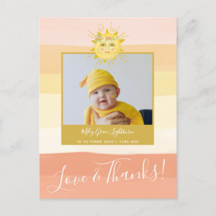 Carte Postale Cute rose arc-en-ciel Sunshine Baby shower Merci